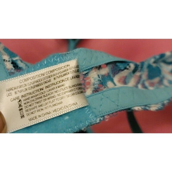 Hers By Herman Womens Blue Padded Adjustable Strap Push Up Bra Size 36C - Picture 5 of 7